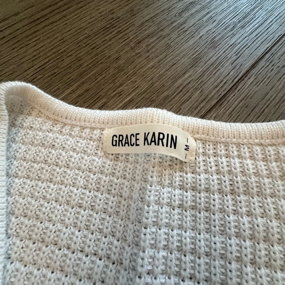 Grace Karin White Knit Cardigan with Tie-Front - Picture 4 of 5